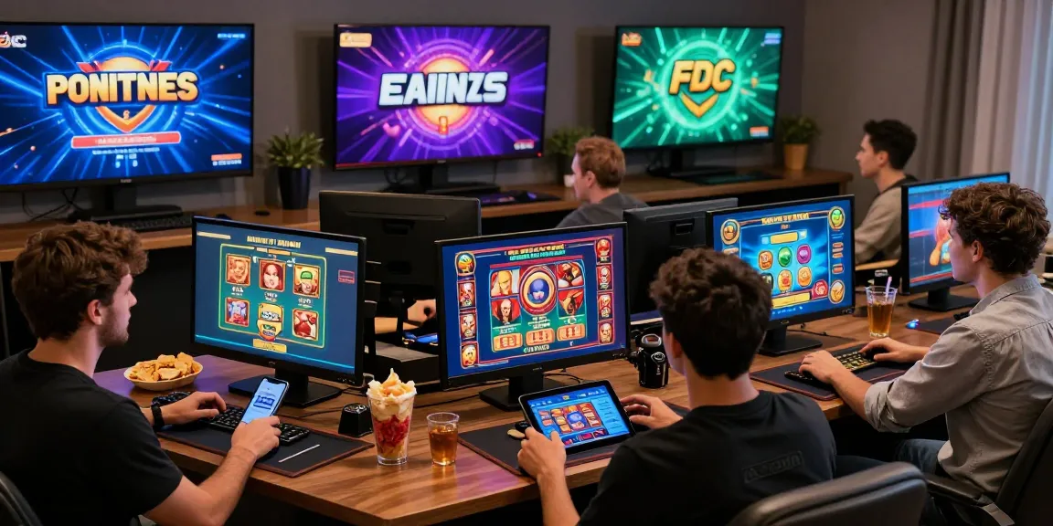 Exciting scene of players enjoying online casinos that accept credit cards with vibrant games on screens, modern gaming setup, and cozy atmosphere.