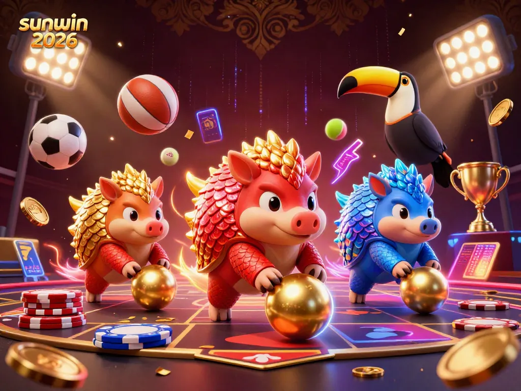 Engage in thrilling gameplay with sunwin 2026 featuring rival pangolins in a dynamic casino scene!