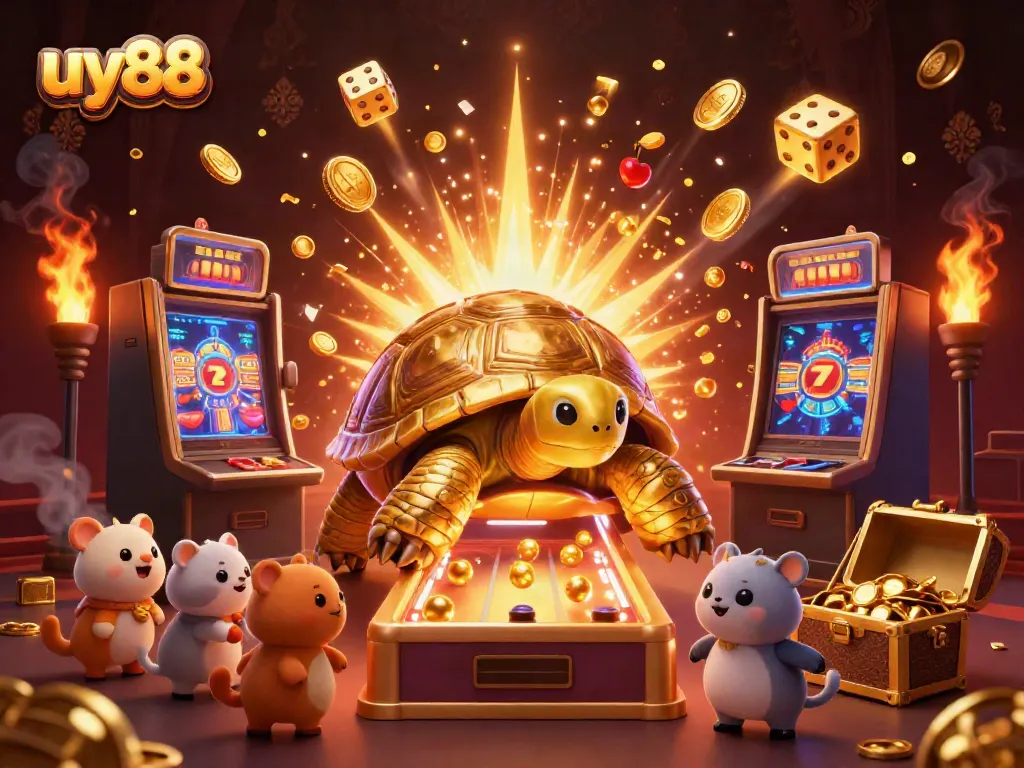 Experience the lively world of uy88 with vibrant gaming characters and dynamic jackpot elements depicted in a rich casino scene.