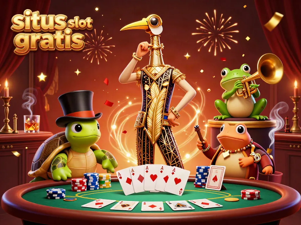Experience the excitement of situs slot gratis with vibrant characters in a lively casino atmosphere.