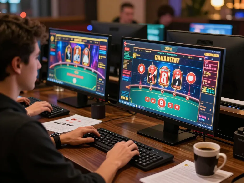 Engaging gameplay at O8 Casino on a home workstation, showcasing poker games and strategies.
