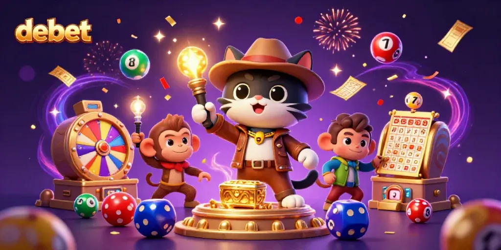 Experience thrilling gameplay with debet as a cartoon cat unearths golden artifacts in a dynamic casino scene.