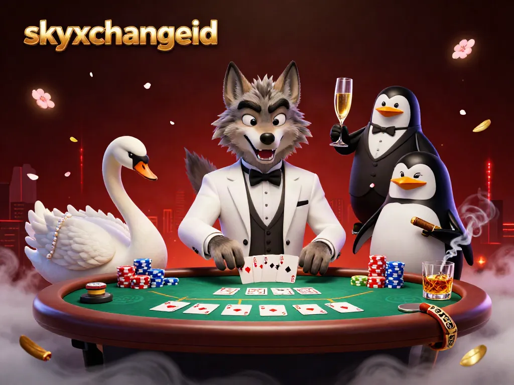 Engaging illustration of a 3D debonair wolf and elegant characters displaying the excitement of skyxchangeid sports betting.