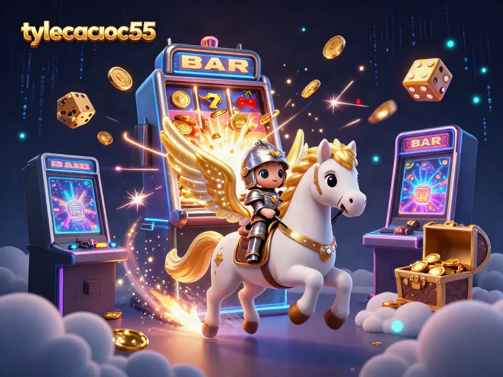 Embark on exciting slots with tylecacuoc55's vibrant, dynamic 3D casino scene, showcasing thrilling wins and colorful symbols.