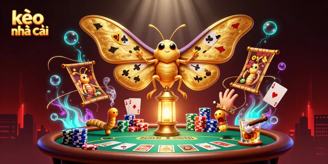 Engage with kèo nhà cái by exploring vibrant casino scenes illustrated with majestic moths and rich elements.