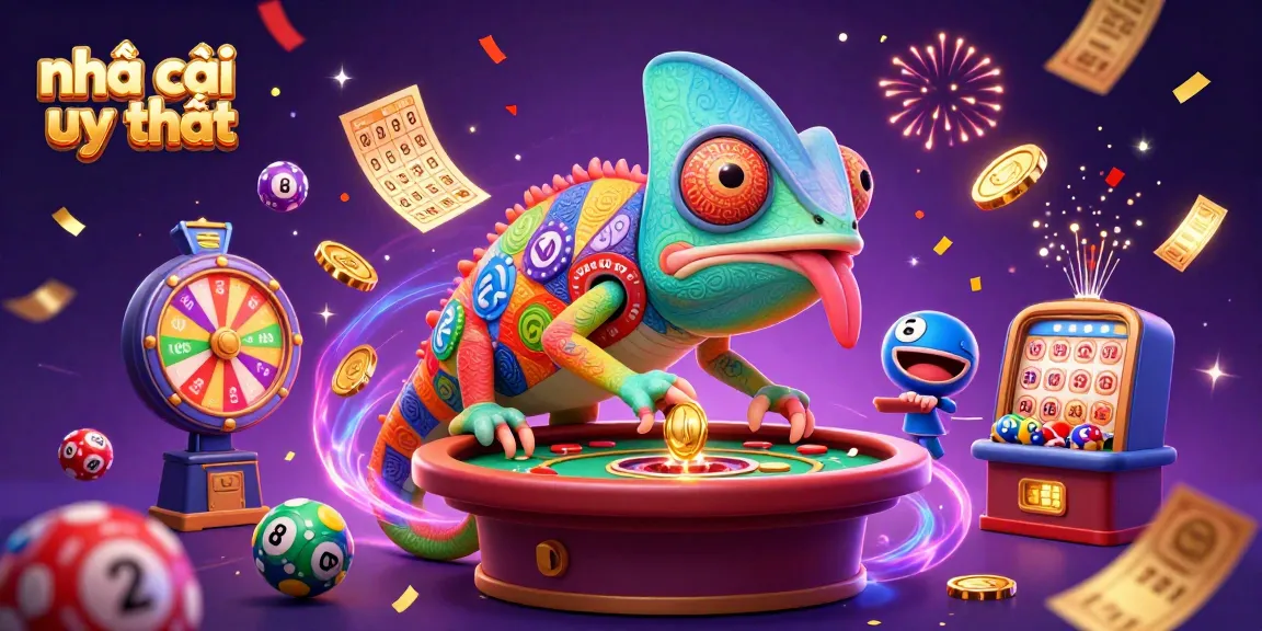 Experience excitement at nhà cái uy tín with vibrant lottery balls, golden coins, and dynamic casino elements.