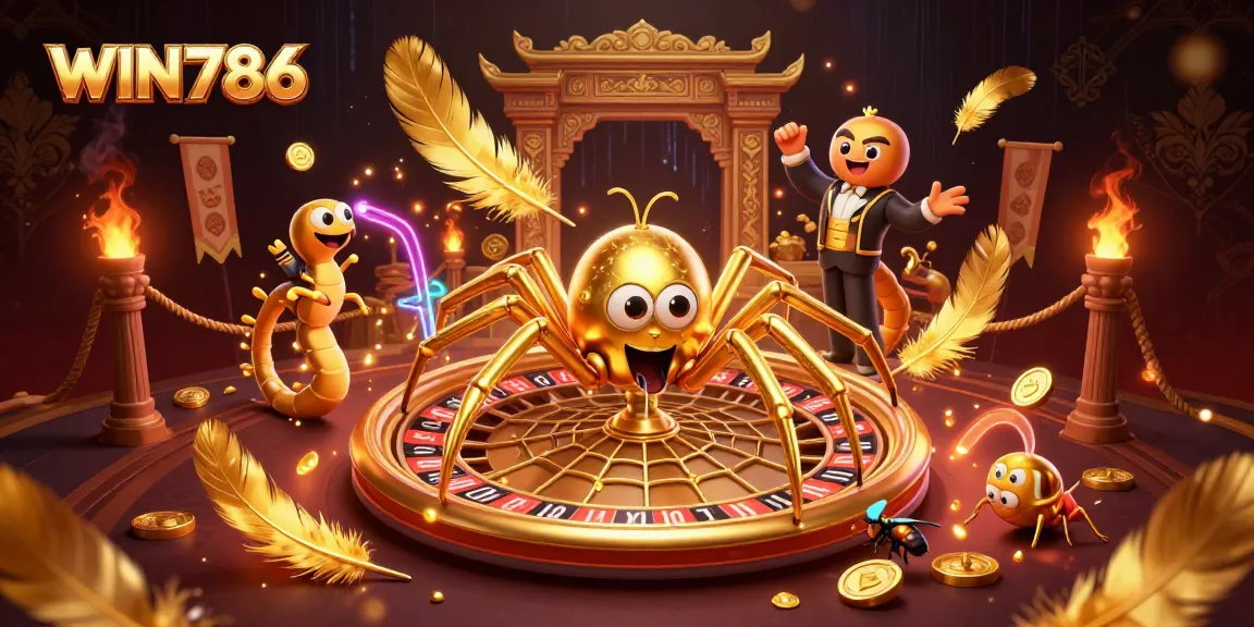 Engage with WIN786's thrilling betting scene featuring interactive elements like a roulette wheel and a nervous fly.