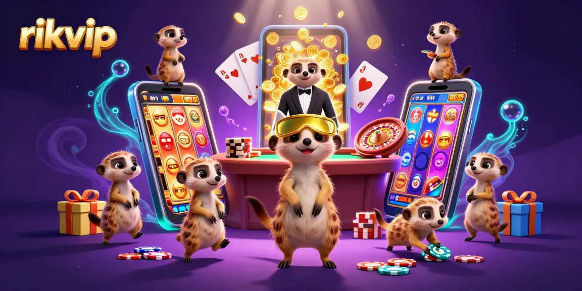 Experience the thrilling energy at rikvip casino featuring lively meerkats managing games with vibrant visuals.