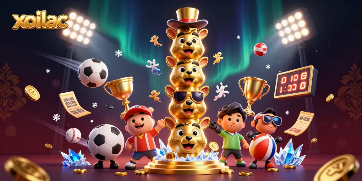 Xoilac enhances your sports betting experience, showcasing dynamic actions with sports balls and golden coins.