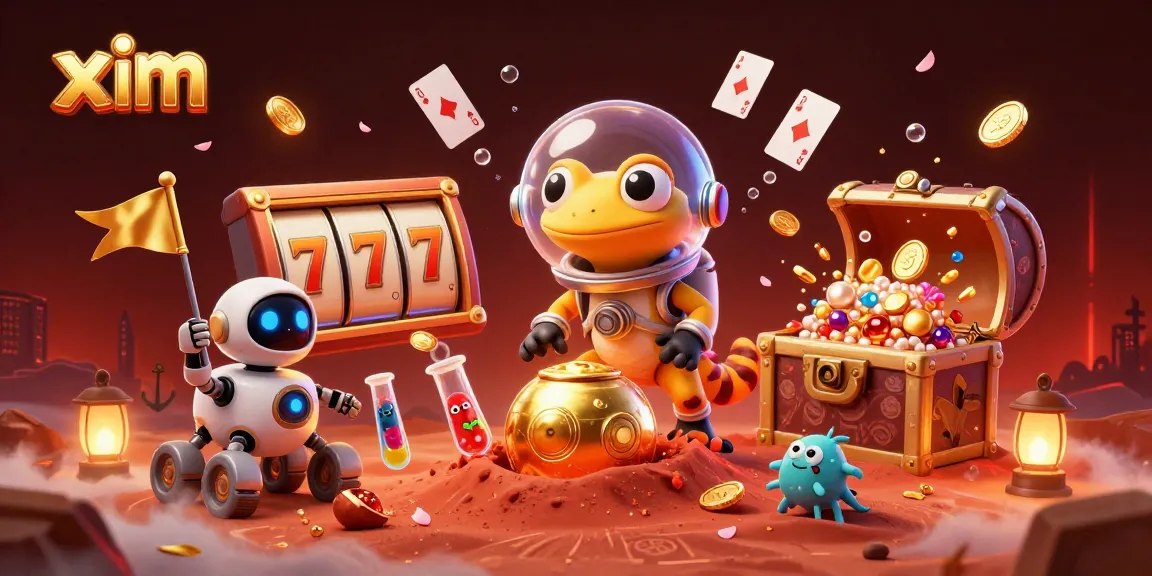 Experience engaging gameplay with xim in a vibrant Martian casino adventure featuring a retro gecko and golden treasures.
