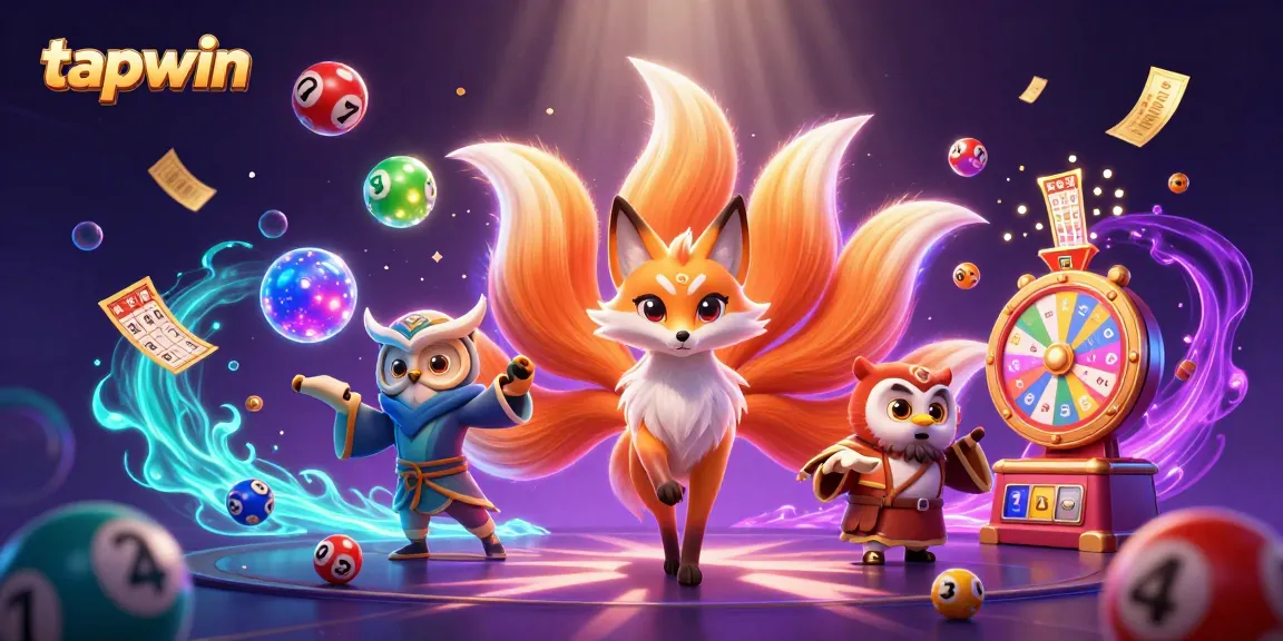 Join the excitement at tapwin with vibrant gambling symbols and characters in a lively casino scene.