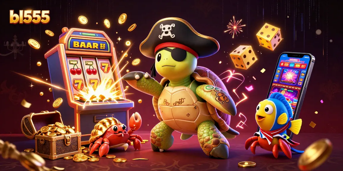 Experience the excitement of bl555 with vibrant 3D characters amidst explosive slot machines and treasures.
