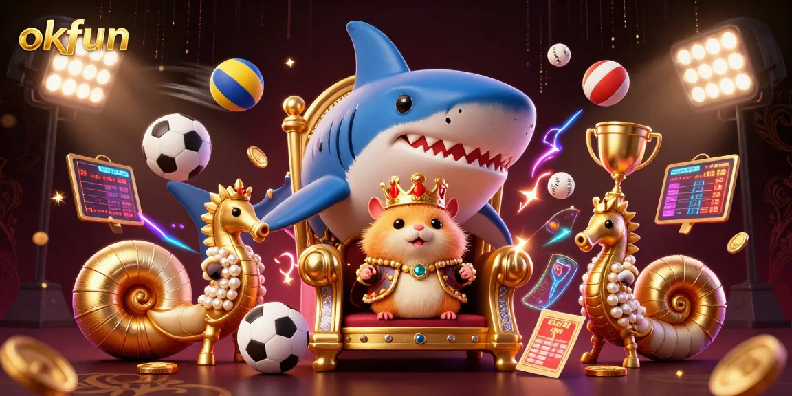 Experience the thrilling world of okfun with a miniature hamster king and sports elements.